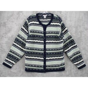 SKYR Sweater Womens Large Nordic Shetland Wool Cardigan Button Front Chunky Knit